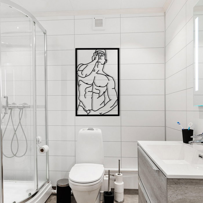 Wallity Muscle Male Posture Escultura de Pared en Negro